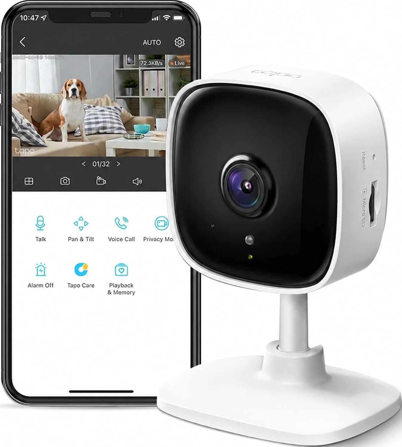 Amazon listing photo of TP-Link Tapo C100 Indoor Camera (1080p, Wired)