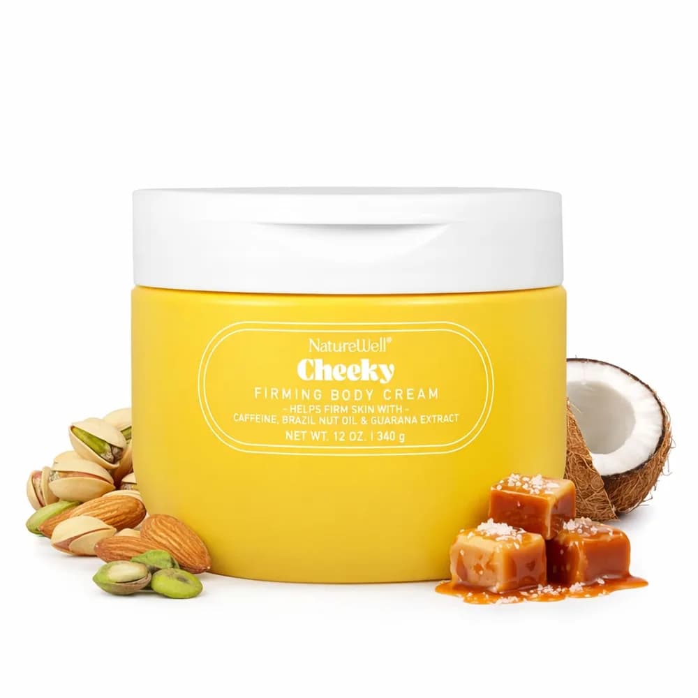 Amazon listing photo of NatureWell Cheeky Firming & Moisturizing Scented Body Cream (12 oz)