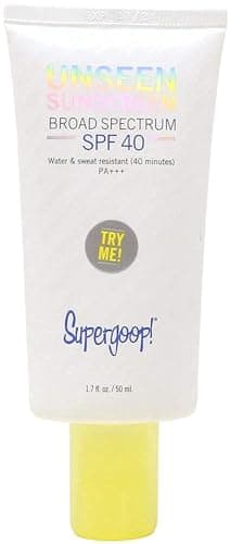 Supergoop! Unseen Sunscreen SPF 40 tube for sunscreen that shows or pills