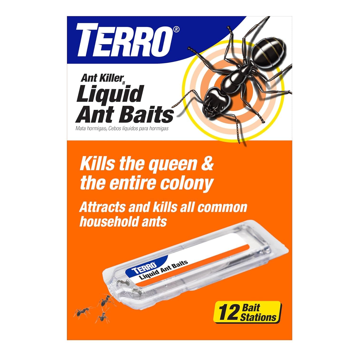 TERRO Liquid Ant Killer T300B indoor bait stations, 12-pack, for kitchen ant trails