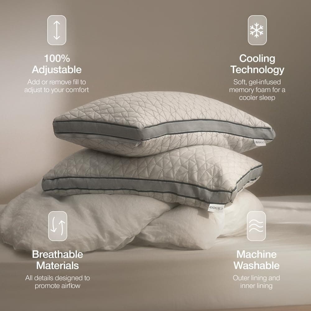 Coop Home Goods Eden Queen adjustable memory-foam pillow for neck pain from the wrong loft