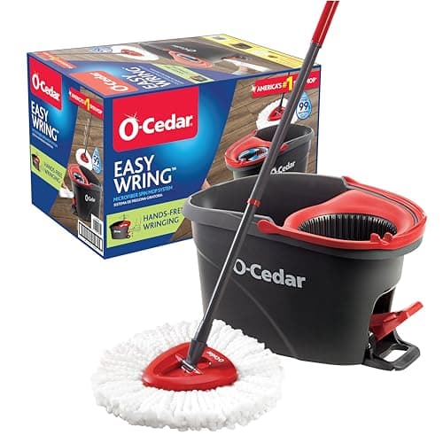 O-Cedar EasyWring microfiber spin mop and bucket for hard floors without a dirty wring