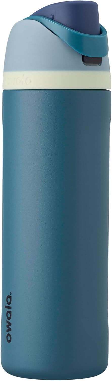 Owala FreeSip 24 oz stainless water bottle in Denim with straw and chug lid